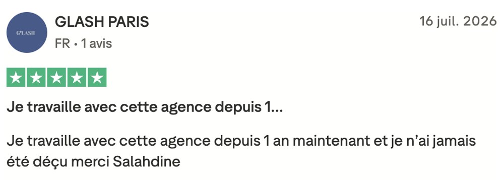 Avis Trustpilot Glash Paris